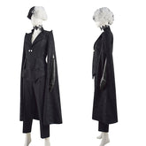 Cruella De Vil Cosplay 2021 Disney Movie Cruella Costume Black Coat With Wig